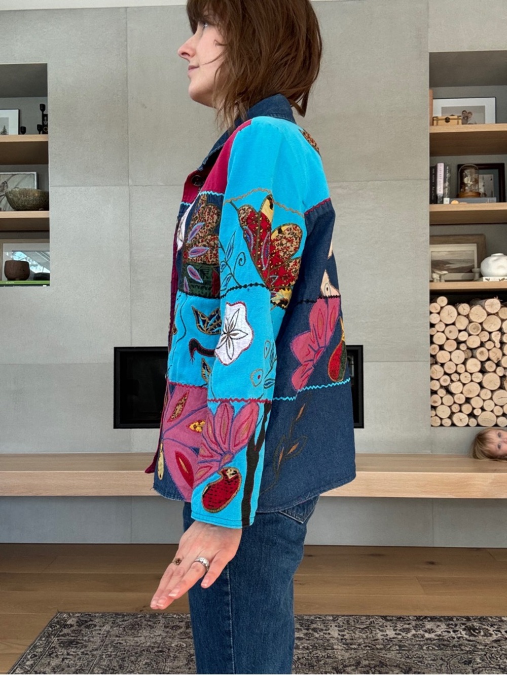 Vintage patchwork embroidered mixed media Jacket small - Picture 4 of 17
